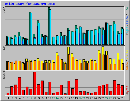 Daily usage for January 2018