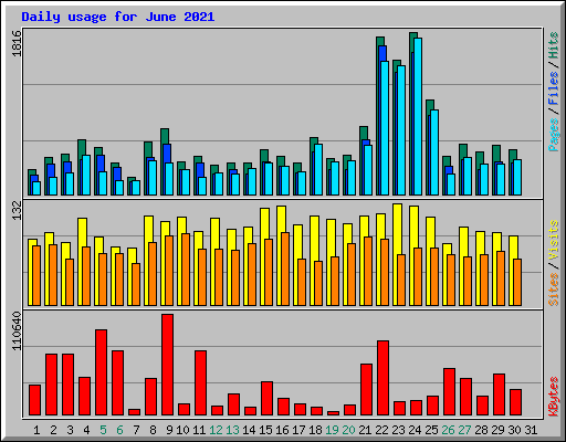Daily usage for June 2021