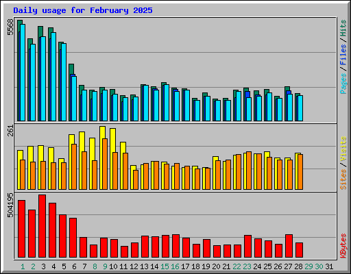 Daily usage for February 2025