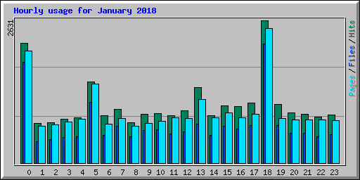 Hourly usage for January 2018