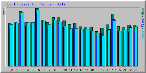 Hourly usage for February 2019